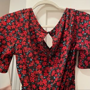 Red and Black Floral Romper